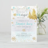 Invitation Flocon de neige Bleu UN moment de l'année Annivers (Debout devant)