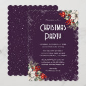 Invitation Flocon de neige botanique Fête de Noël violet (Devant / Derrière)