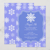 Invitation Flocon de neige congelé hiver Snowman Anniversaire (Devant / Derrière)