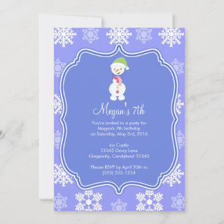 Invitation Flocon de neige congelé hiver Snowman Anniversaire