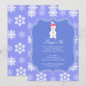 Invitation Flocon de neige congelé hiver Snowman Anniversaire (Devant / Derrière)