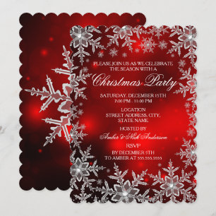 Invitation Flocon de neige cristal rouge Noël Scall Party