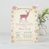 Invitation Flocon de neige de baby shower de fille de rose (Debout devant)