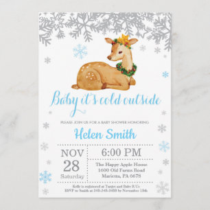 Invitation Flocon de neige de baby shower de garçon bleu