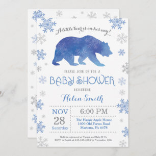 Invitation Flocon de neige de baby shower de garçon bleu