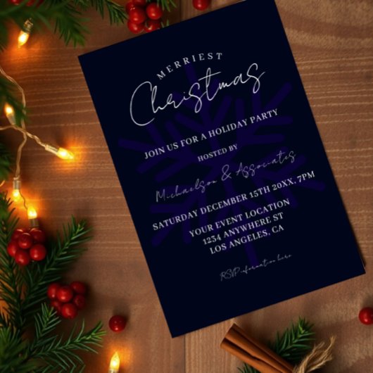 Invitation Flocon de neige de Noël le plus joyeux Fête Bleu m