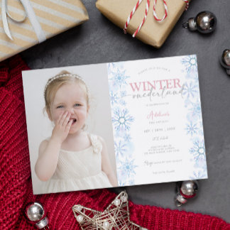 Invitation Flocon de neige d'hiver 1er anniversaire Onederlan