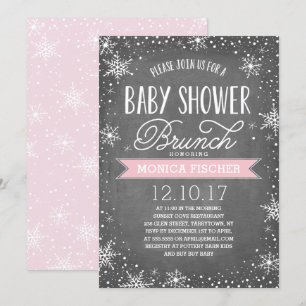Invitation Flocon de neige d'hiver Baby shower Brunch Chalkbo