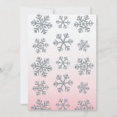 Invitation Flocon de neige d'hiver Baby shower rose et argent (Dos)
