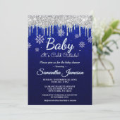 Invitation Flocon de neige d'hiver Boy Blue Baby shower en ar (Debout devant)