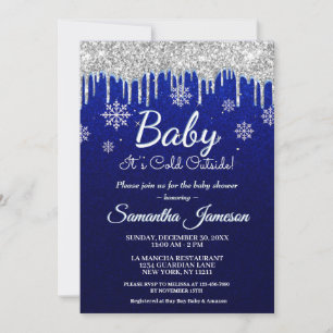 Invitation Flocon de neige d'hiver Boy Blue Baby shower en ar