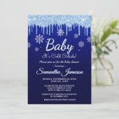 Invitation Flocon de neige d'hiver Boy Blue Baby shower Parti (Debout devant)
