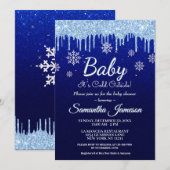 Invitation Flocon de neige d'hiver Boy Blue Baby shower Parti (Devant / Derrière)