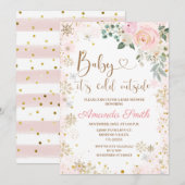 Invitation Flocon de neige d'hiver Il fait froid dehors Baby (Devant / Derrière)