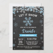 Invitation Flocon de neige d'hiver rustique Blue Silver Boy A (Devant)