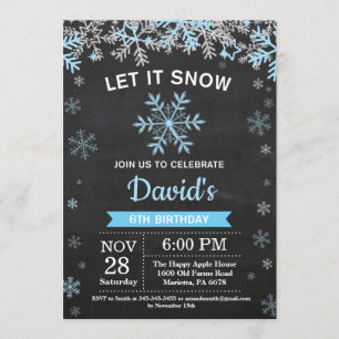 Invitation Flocon de neige d'hiver rustique Blue Silver Boy A