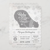 Invitation Flocon de neige d'invitation de baby shower d'ours (Devant / Derrière)