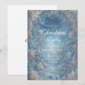 Invitation Flocon de neige doré Fleurs bleues glacées Mariage (Devant / Derrière)
