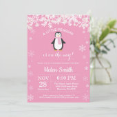 Invitation Flocon de neige du Baby shower de fille d'hiver Pe (Debout devant)