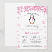 Invitation Flocon de neige du Baby shower de fille d'hiver Pe (Devant / Derrière)