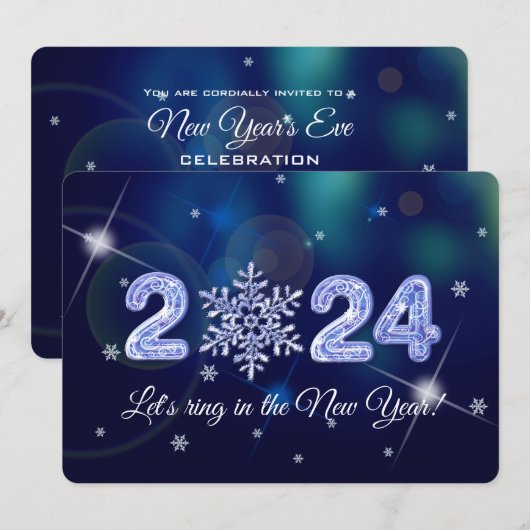 Invitation Flocon de neige du Nouvel An 2024 (Devant / Derrière)