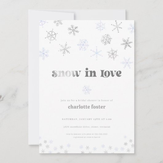 Invitation Flocon de neige en amour Nuptiale Douche Invitatio (Devant)