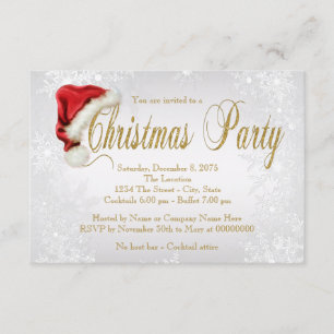 Invitation Flocon de neige en argent Fête de Noël du Père Noë