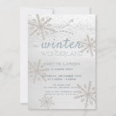 Invitation Flocon de neige en argent Hiver Merveilles Anniver (Devant)