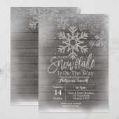 Invitation Flocon de neige en bois sur le chemin baby shower (Devant / Derrière)