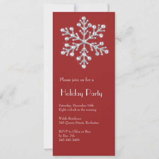 Invitation Flocon de neige en cristal (rouge) (Devant)