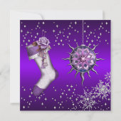 Invitation Flocon de neige en cristal violet Noël dîner de fê (Dos)