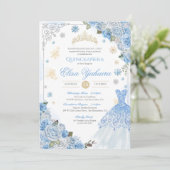 Invitation Flocon de neige en hiver Ice Blue Gold Silver Quin (Debout devant)