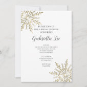 Invitation Flocon de neige en or sur Fête des mariées blanche (Devant)