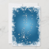 Invitation Flocon de neige, Étoiles, Boules de Noël Bleu Noël (Dos)