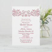 Invitation Flocon de neige Floral Rouge Blanc Fête des mariée (Debout devant)