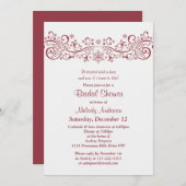 Invitation Flocon de neige Floral Rouge Blanc Fête des mariée (Devant / Derrière)