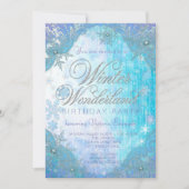 Invitation Flocon de neige gelé hiver Wonderland fête d'anniv (Devant)