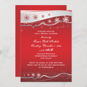 Invitation Flocon de neige gris rouge, argent mariage douche (Devant / Derrière)