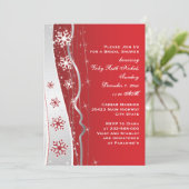 Invitation Flocon de neige gris rouge, argent mariage douche (Debout devant)