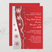 Invitation Flocon de neige gris rouge, argent mariage douche (Devant / Derrière)