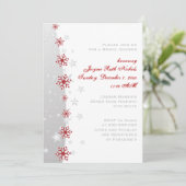 Invitation Flocon de neige gris rouge mariage douche nuptiale (Debout devant)
