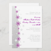 Invitation Flocon de neige gris violet gris mariage douche nu (Devant / Derrière)