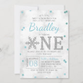 Invitation Flocon de neige Hiver 1er anniversaire (Devant)
