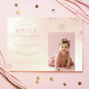 Invitation Flocon de neige Hiver Onederland Photo de premier 