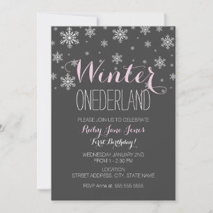 Invitation Flocon de neige Hiver Onederland Premier Anniversa