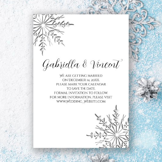 Invitation Flocon de neige Mariage hivernal Enregistrer la da