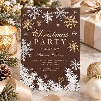 Invitation Flocon de neige marron chocolat Pin Noël Hiver