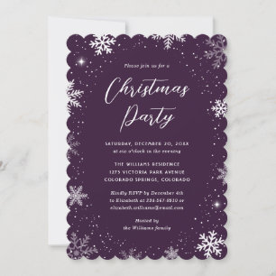 Invitation Flocon de neige moderne fête de Noël violet