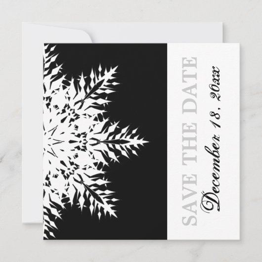 Invitation Flocon de neige noir blanc mariage d'hiver Enregis (Devant)