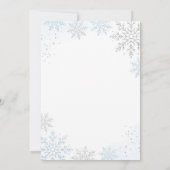 Invitation Flocon de neige paillettes bleues 1er anniversaire (Dos)